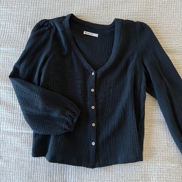 Marine Layer - Colette Doublecloth Top - Small / Black - Picture 1 of 7